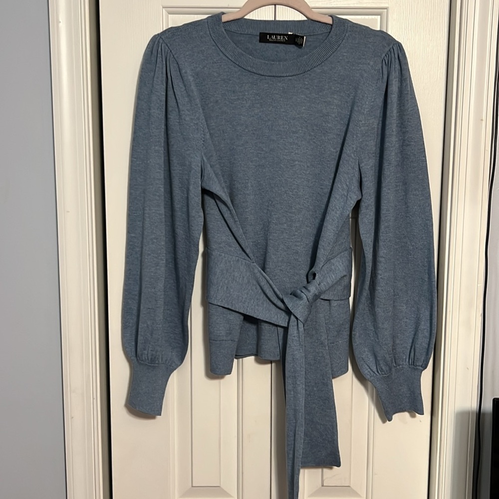 Lauren Ralph Lauren Blue Tie-Waist Sweater